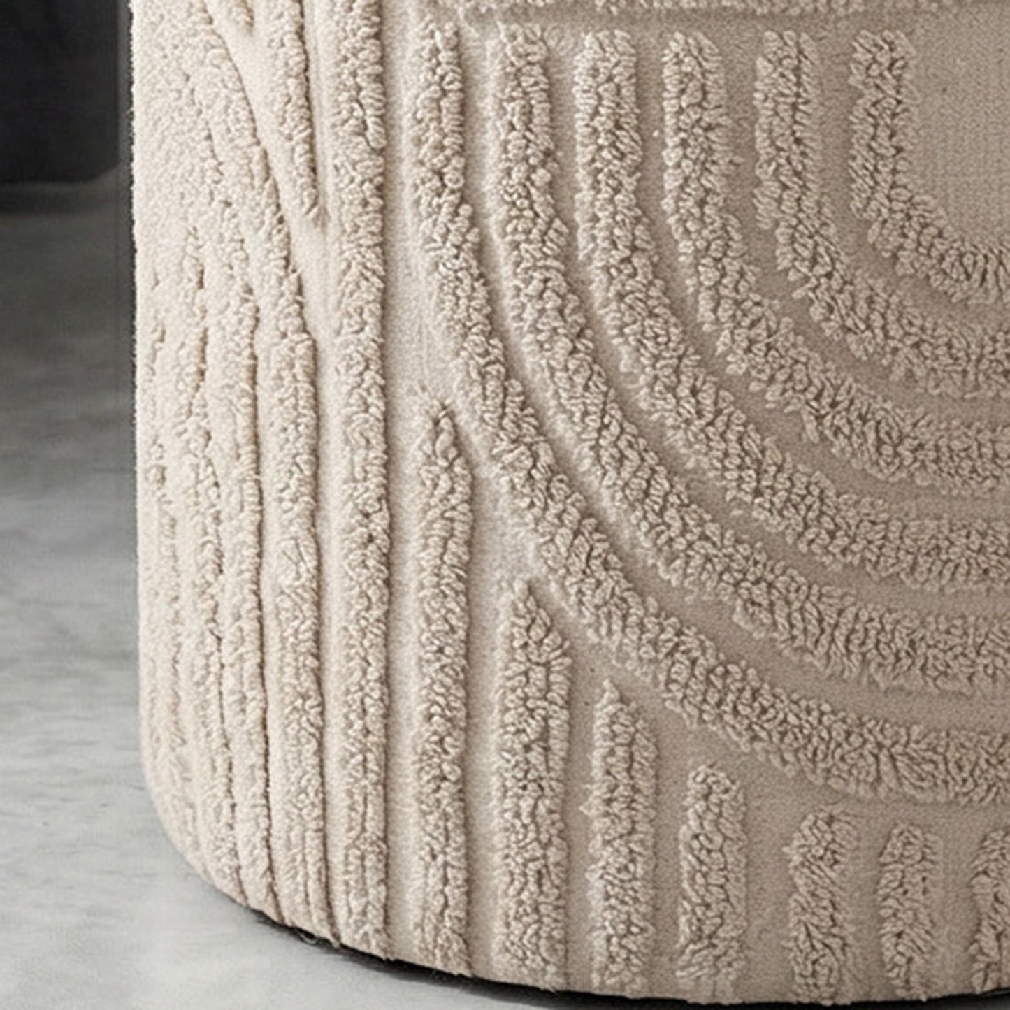 Lullu Round Storage Ottoman Beige