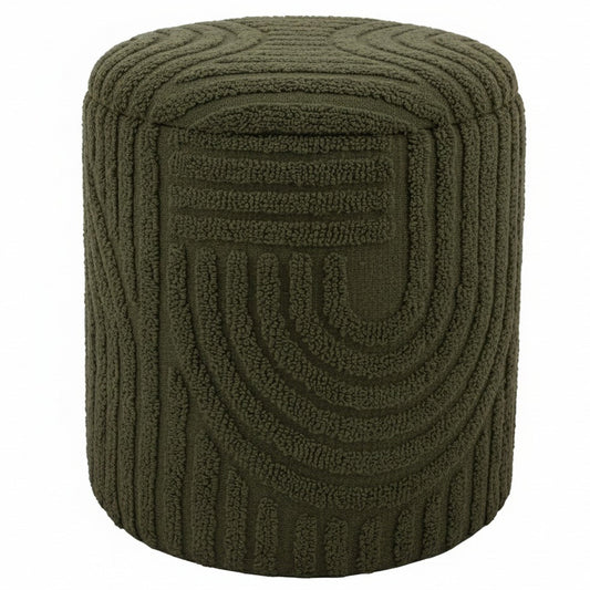 Lullu Round Storage Ottoman Olive Green