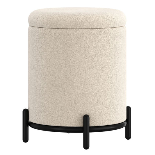 Castor Storage Ottoman in Cream Boucle