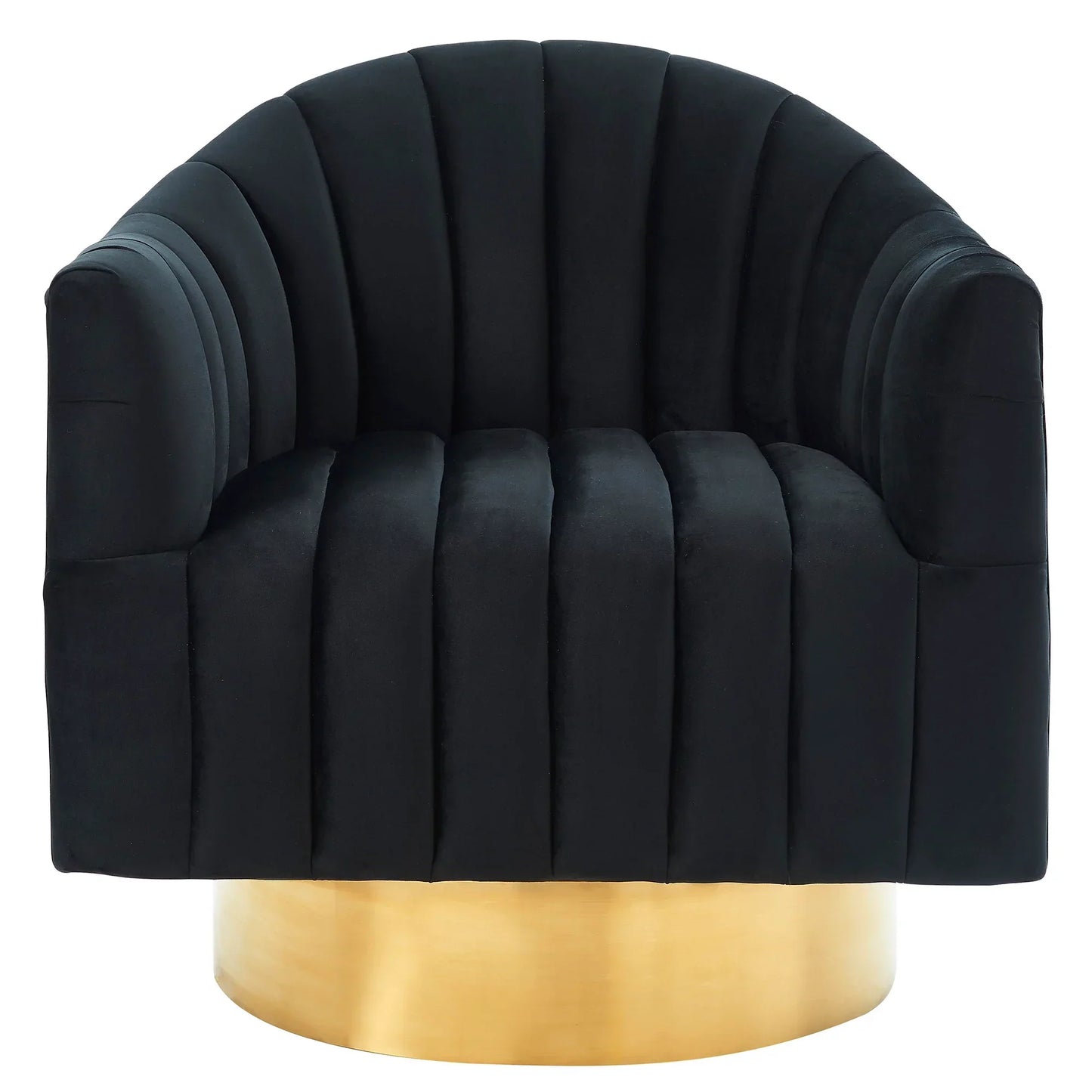 Cortina Swivel Accent Chair in Black/Gold - Furniture Depot