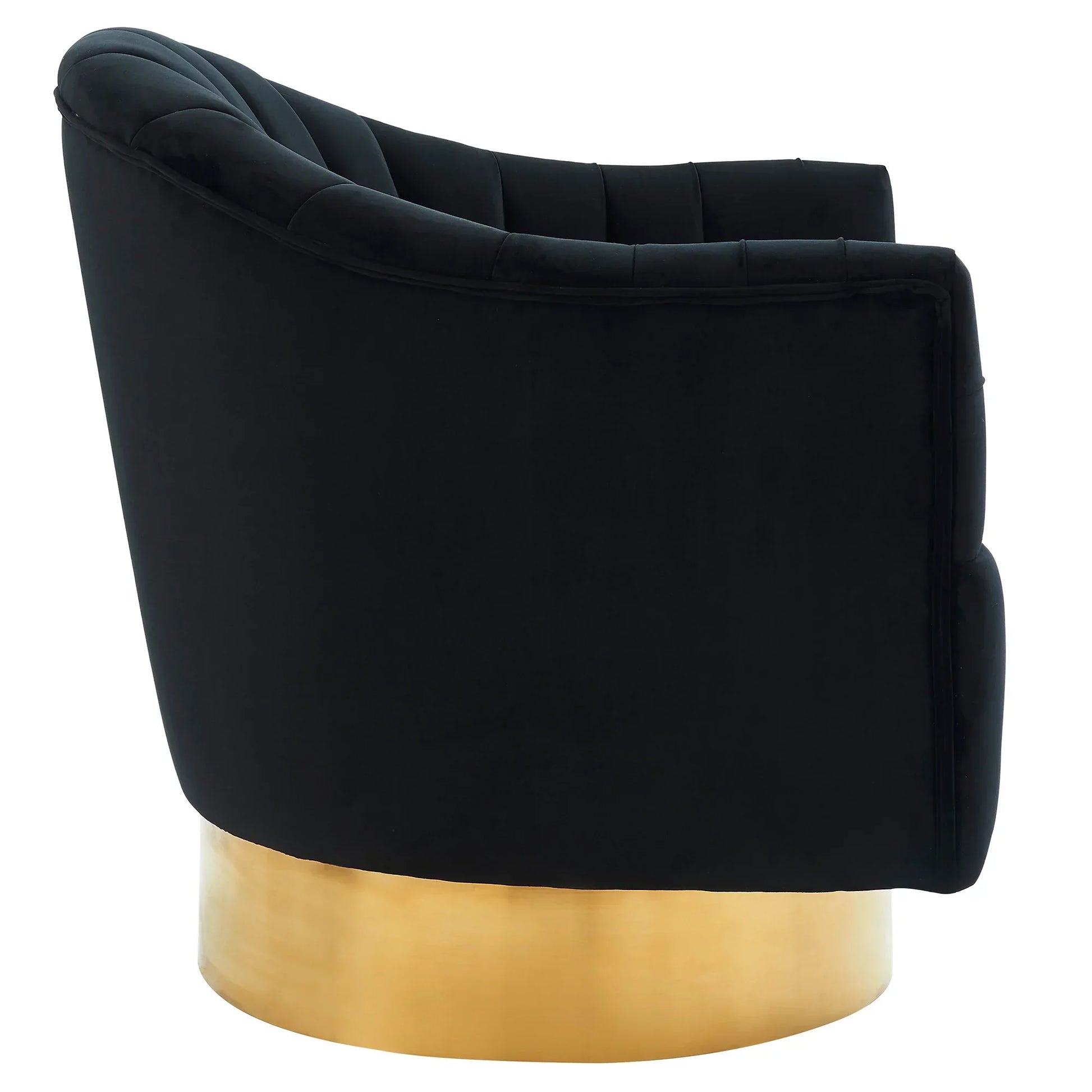 Cortina Swivel Accent Chair in Black/Gold - Furniture Depot