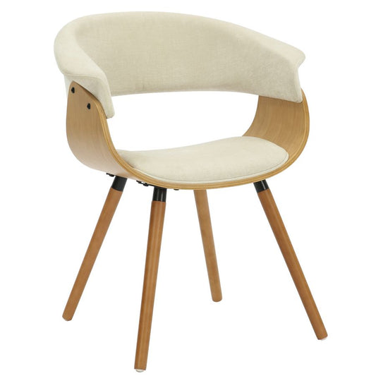 Holt Accent/Dining Chair in Beige Fabric and Natural