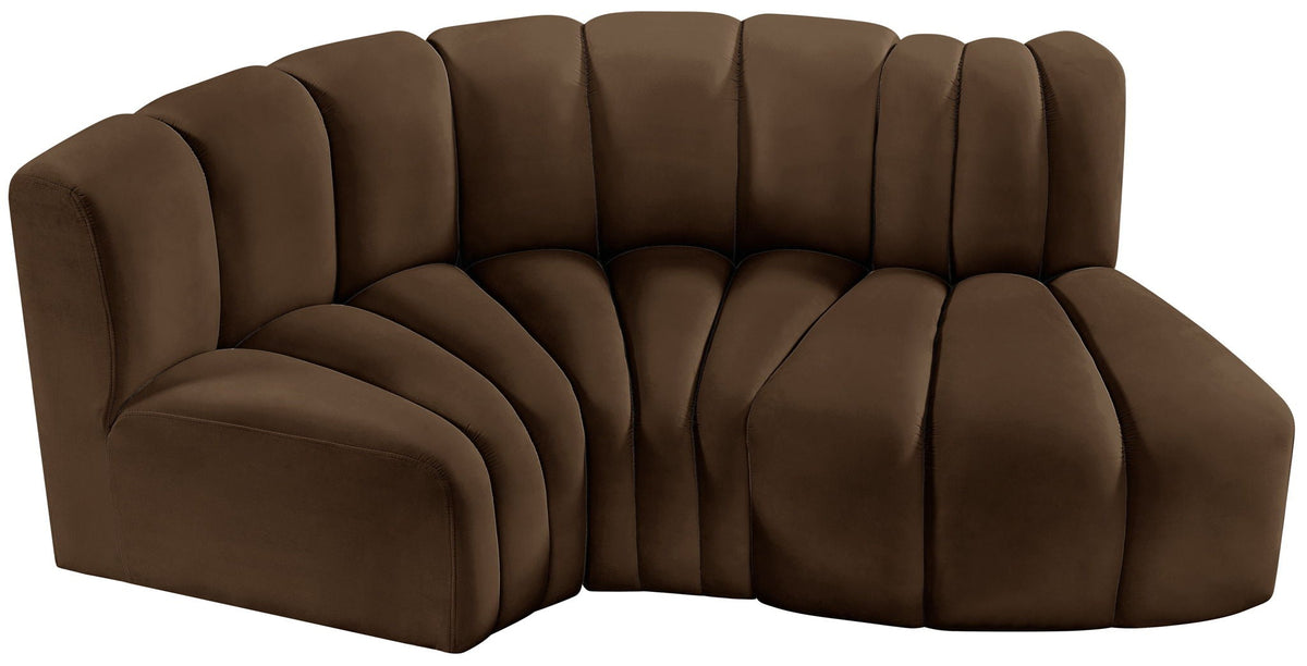 Arc - Velvet 3 Piece Modular L-Shaped Sofa