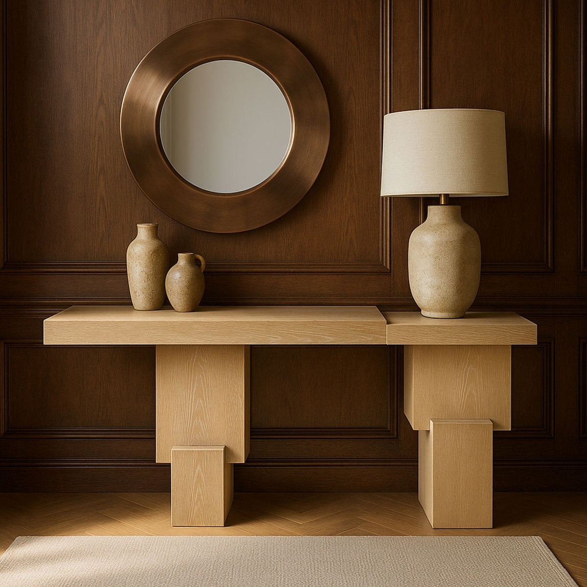 Anzio - Oak Veneer And Solid Wood Console Table