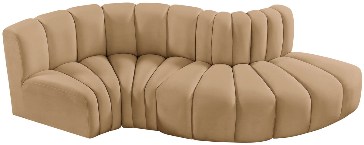Arc - Velvet 4 Piece L-Shaped Modular Sofa