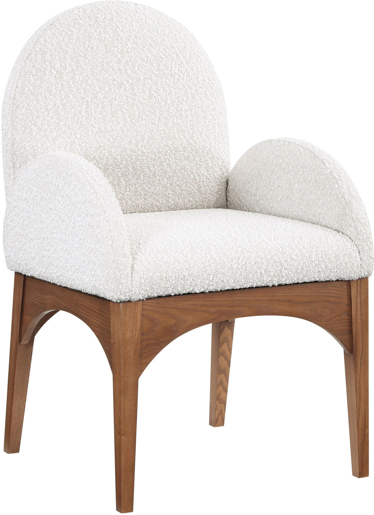 Waldorf - Boucle Dining Arm Chair With Brown Legs