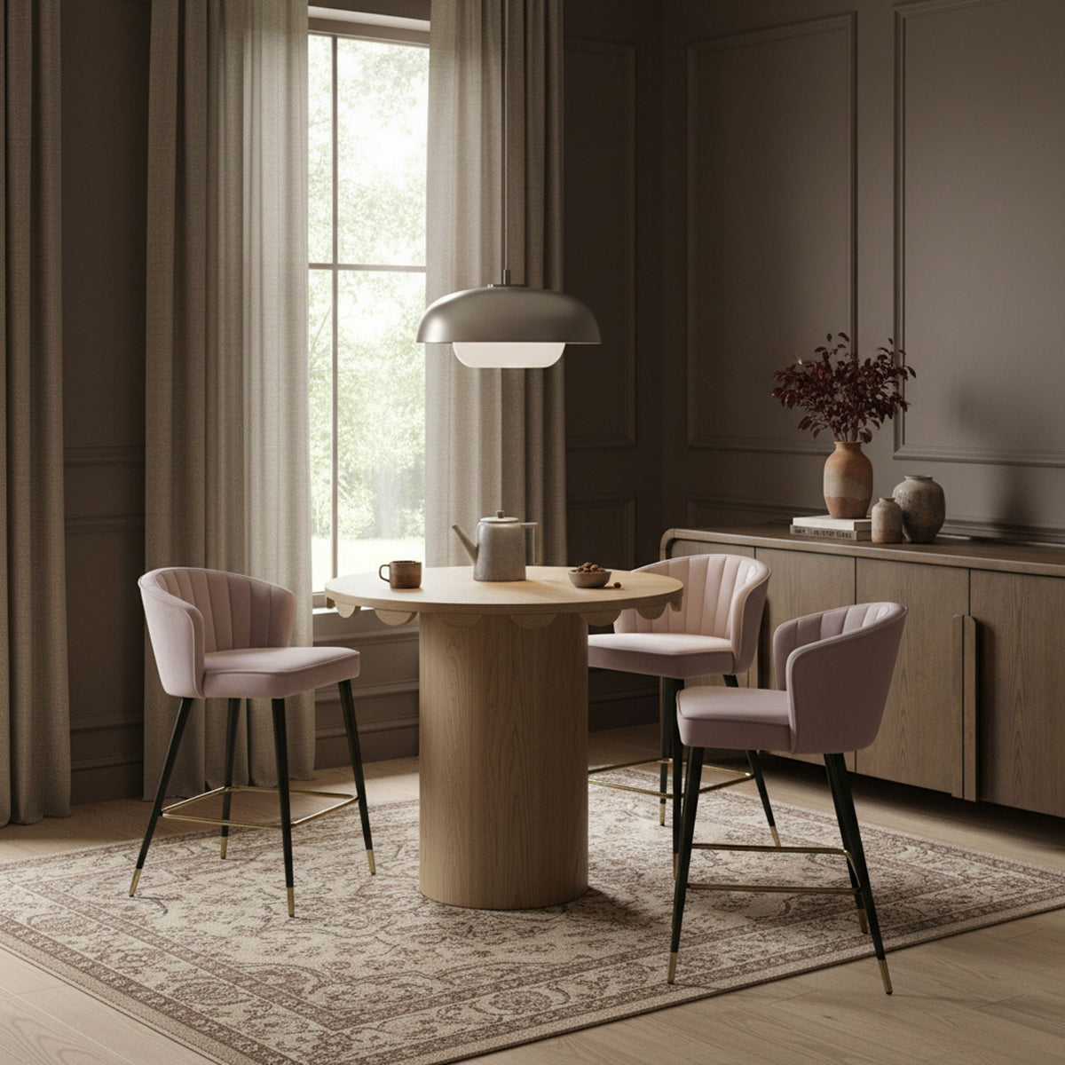 Dahlia - Solid Wood And Natural Cane Table