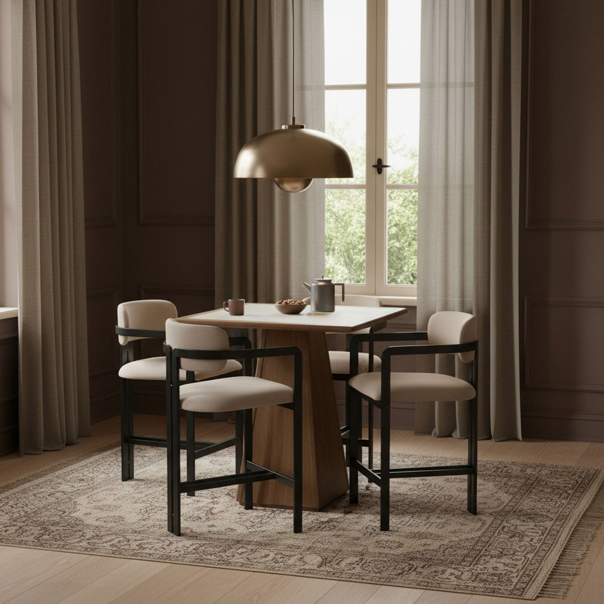 Aurum - Vegan Leather Upholstered Counter Stool - Taupe