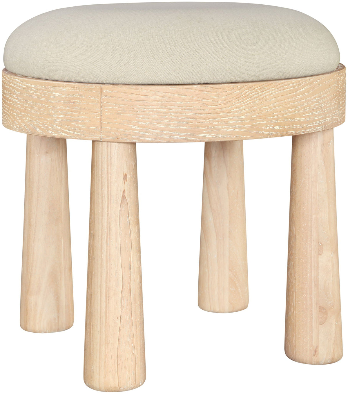 Larea - Linen Textured Fabric Ottoman - Natural Base