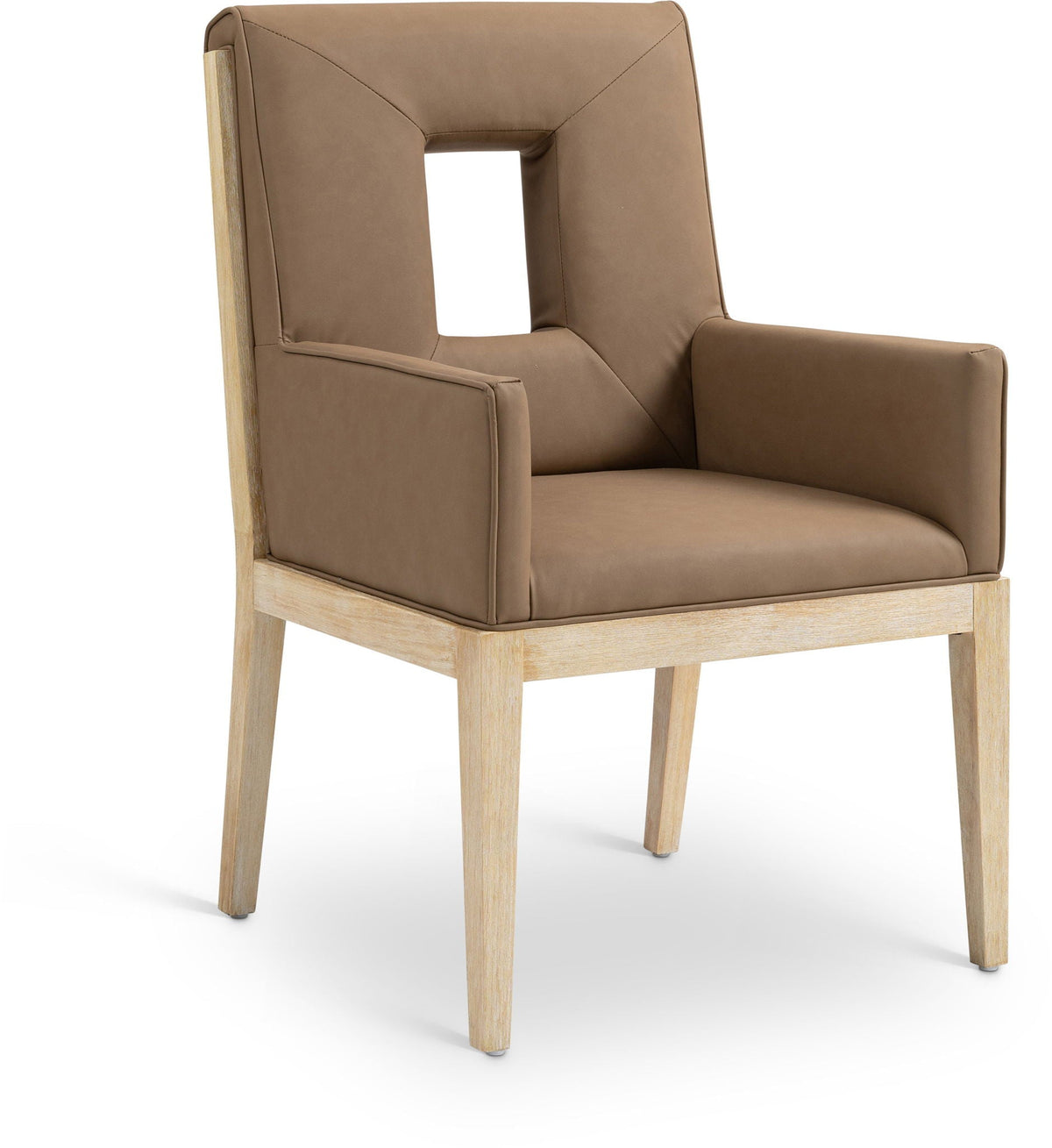 Gwendolyn - Faux Leather Dining Arm Chair With Natural Frame