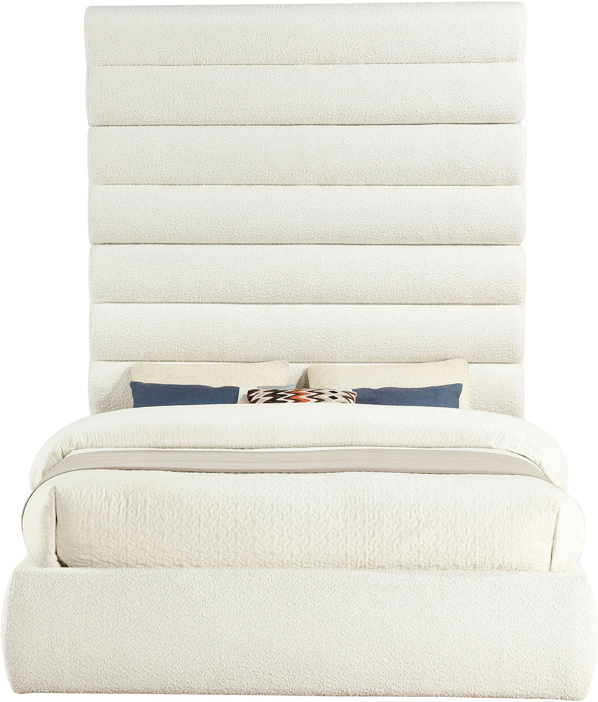 Adam - Boucle Fabric Bed With 89" Headboard