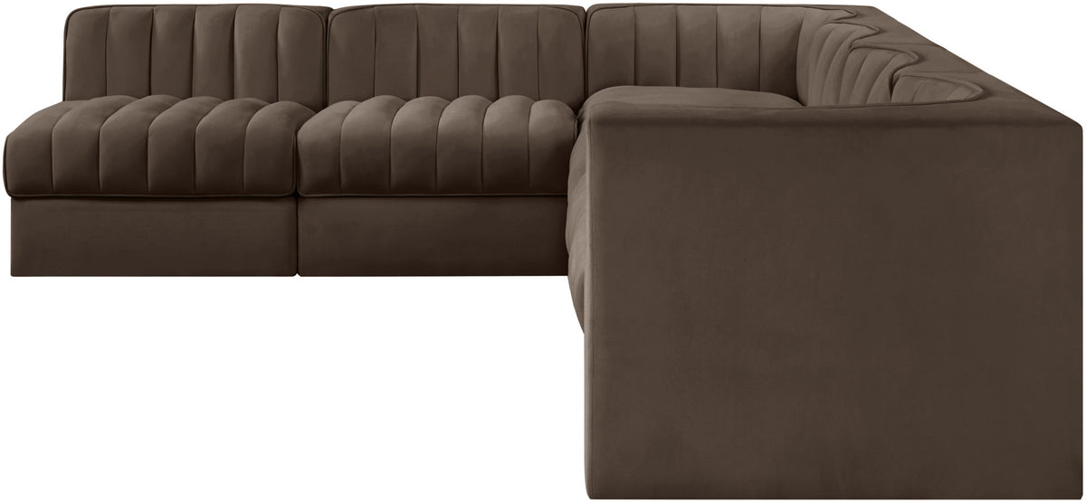 Rummi - Velvet Performance Fabric Upholstered 6 Piece Modular Sectional