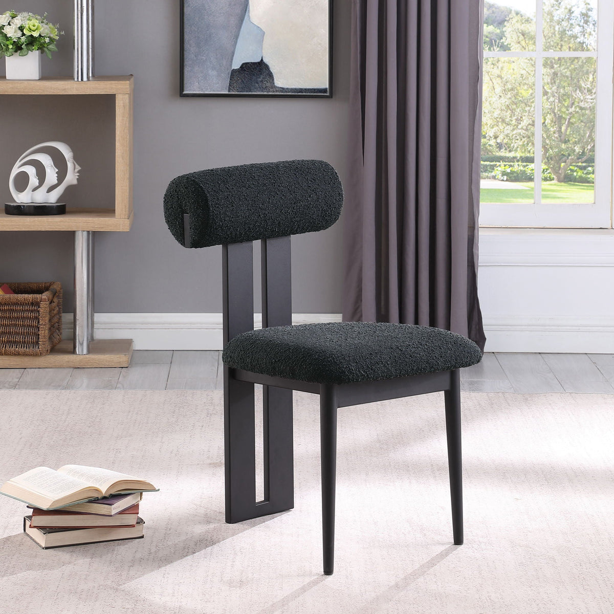 Dario - Boucle Dining Chair With Black Frame (Set of 2)