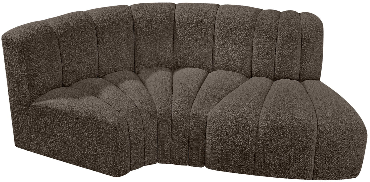 Arc - Boucle Fabric 3 Piece Modular L-Shaped Sofa