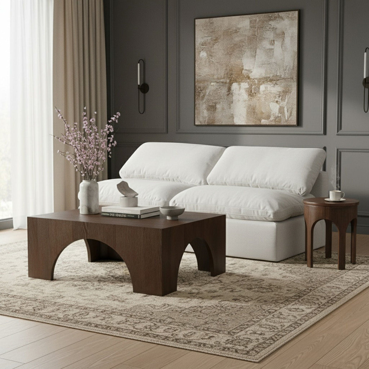 Indulge - Linen 2 Piece Modular Armless Sofa - White