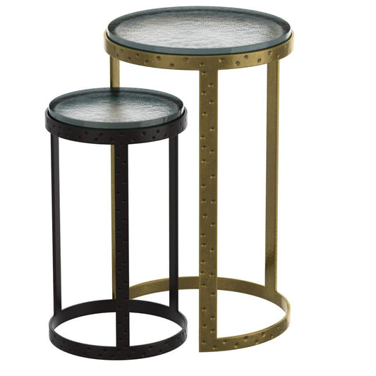 Ares 2pc Accent Table Set in Black and Antique Gold