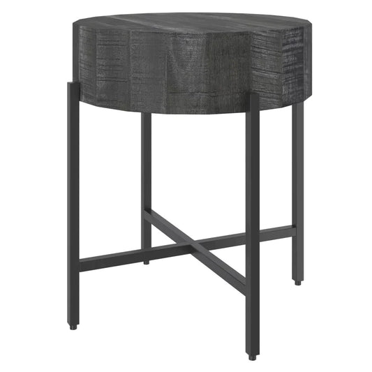 Blox Round Accent Table in Grey - Furniture Depot