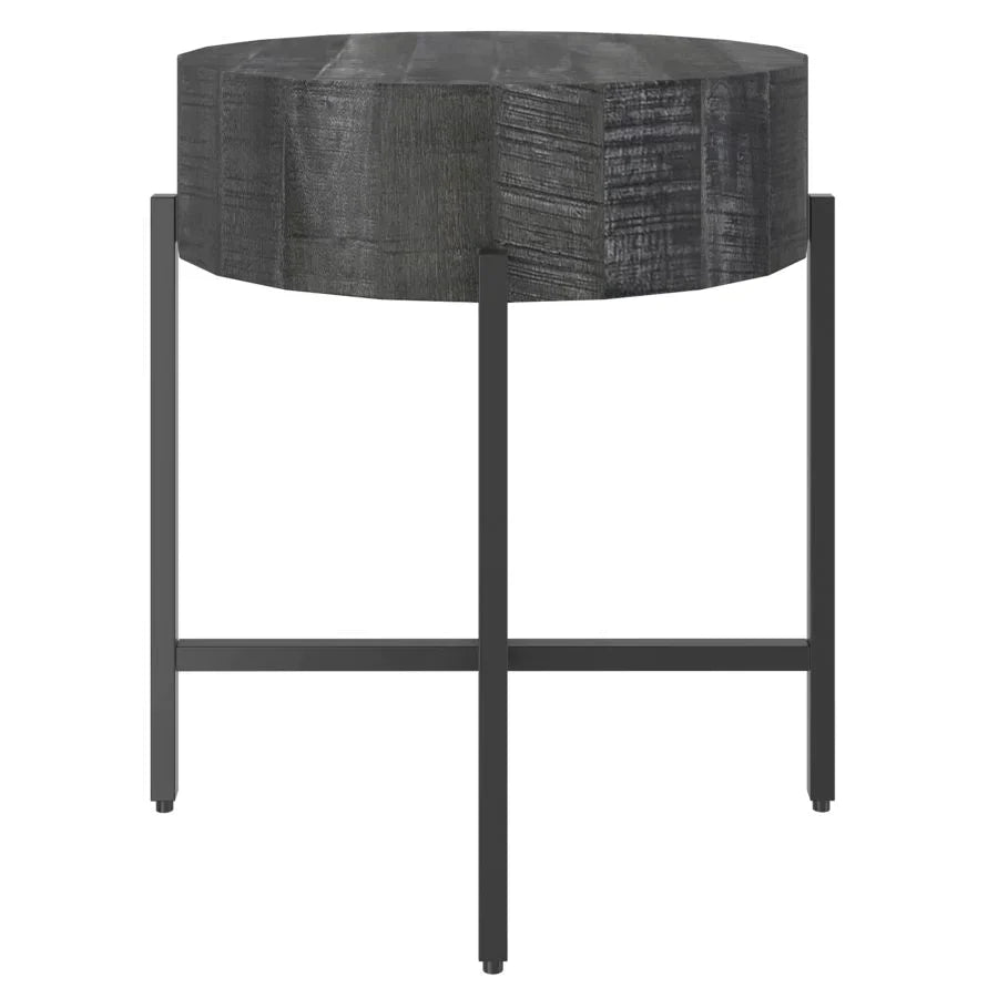 Blox Round Accent Table in Grey - Furniture Depot