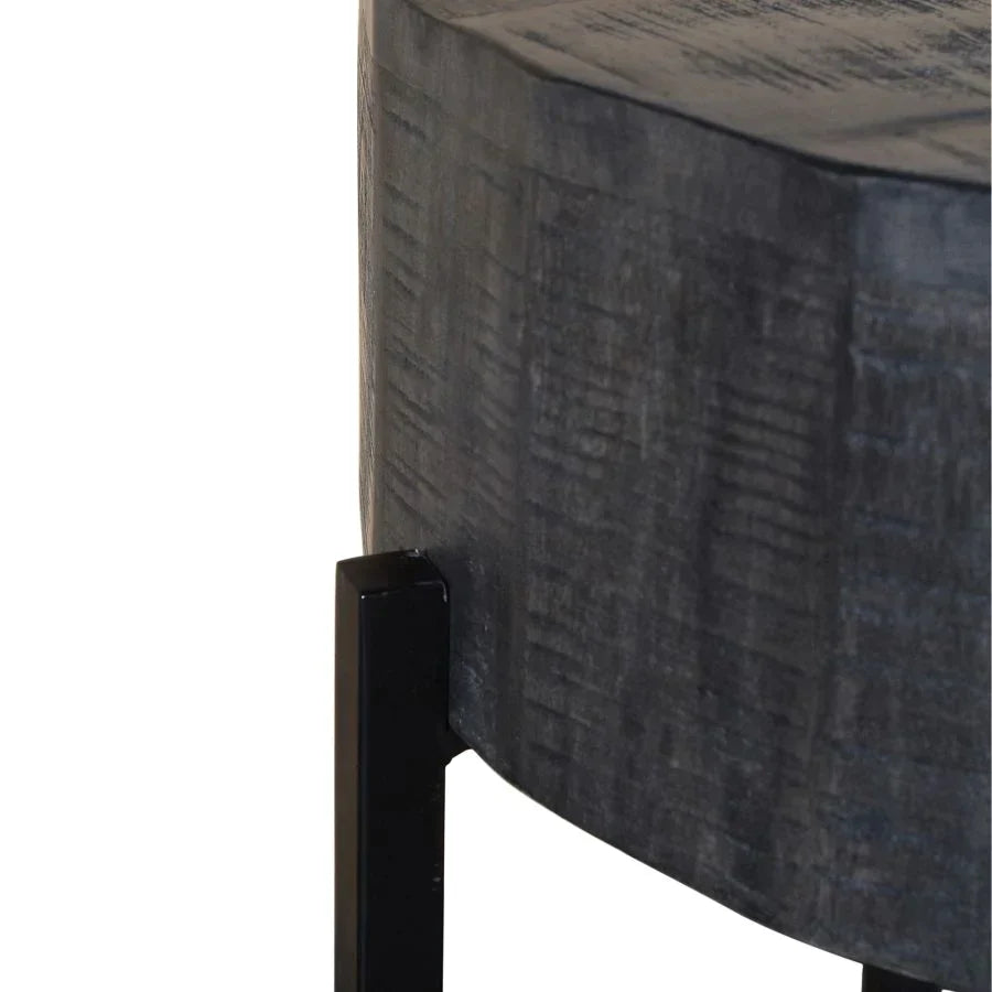 Blox Round Accent Table in Grey - Furniture Depot