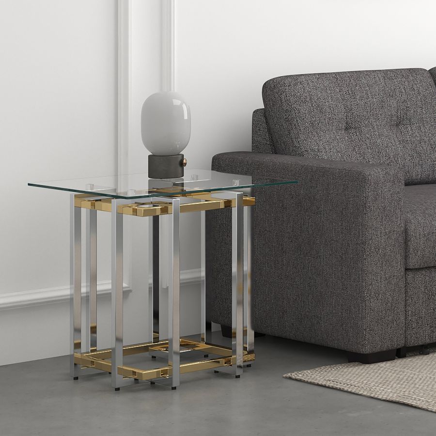 Florina Accent Table in Silver and Gold - Furniture Depot