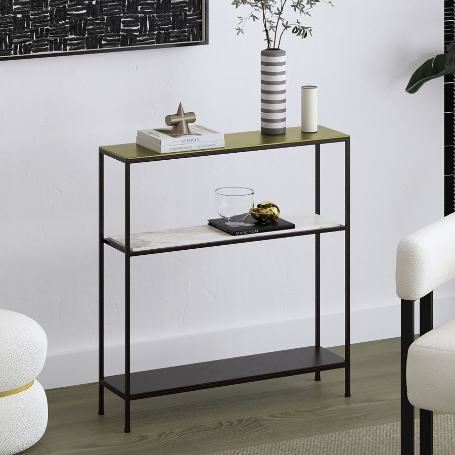 Izzy Console Table in Antique Gold and Black