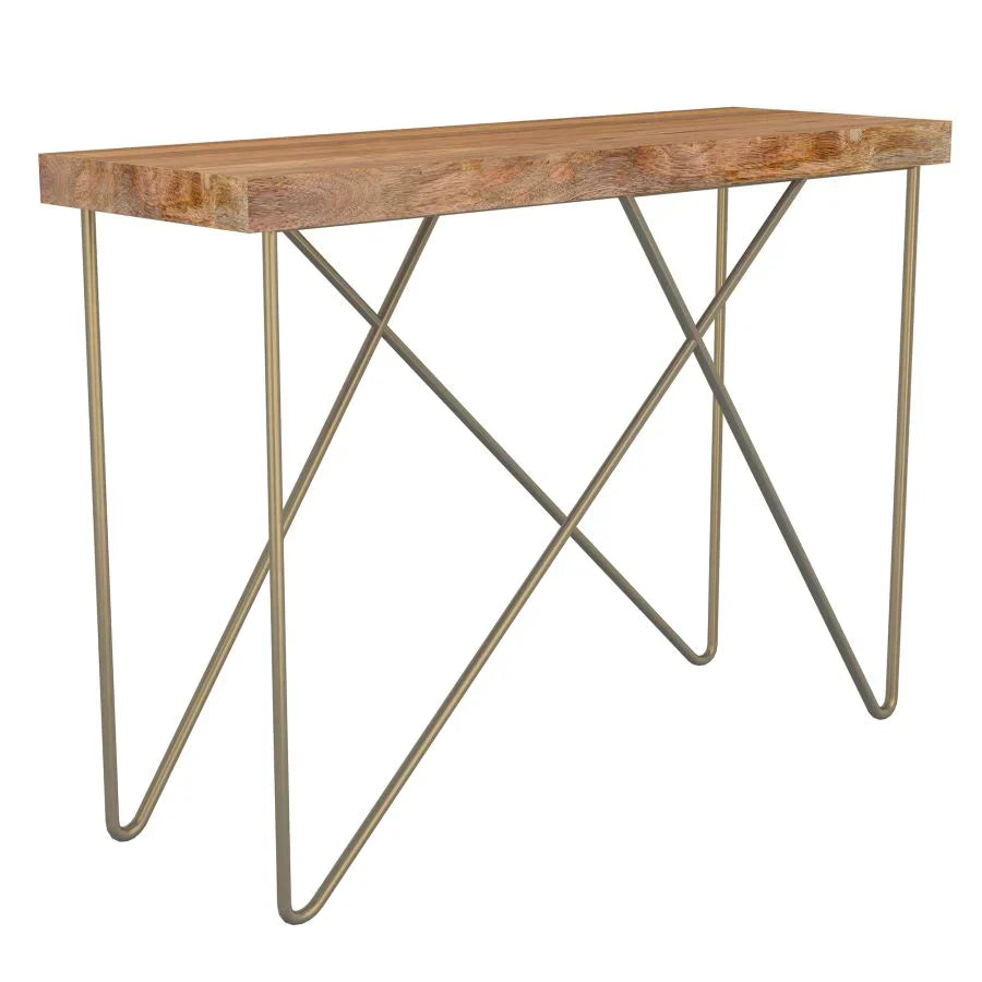 Madox Console Table in Natural & Aged Gold - Furniture Depot