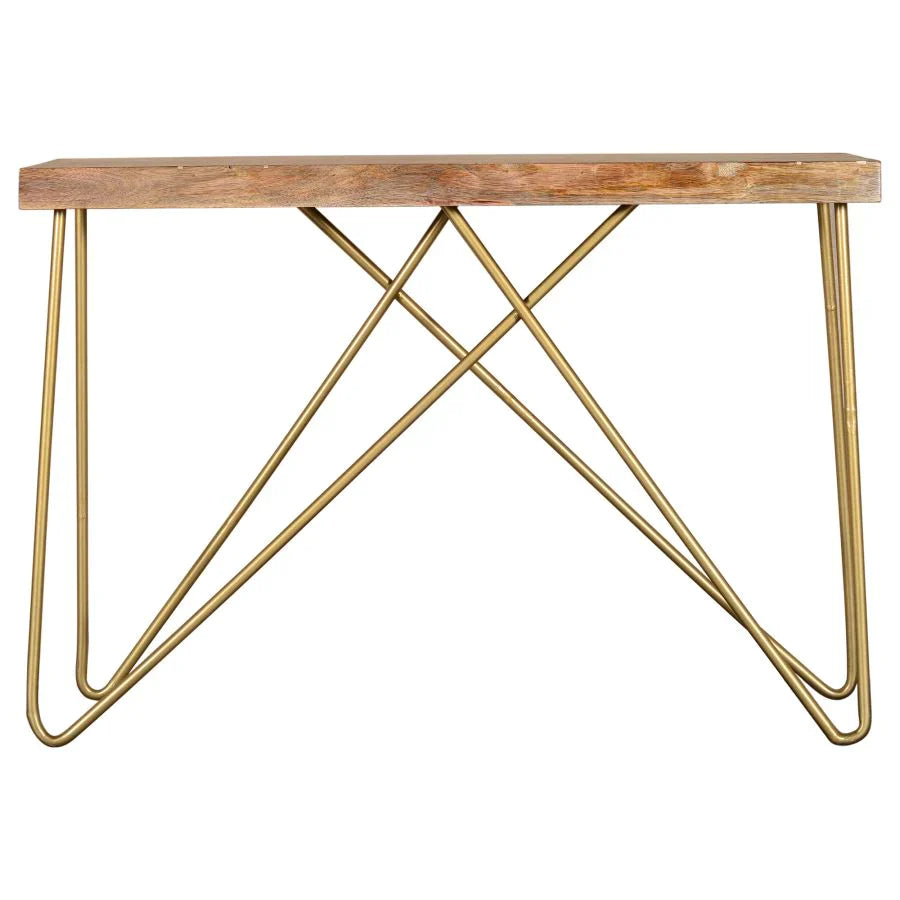 Madox Console Table in Natural & Aged Gold - Furniture Depot