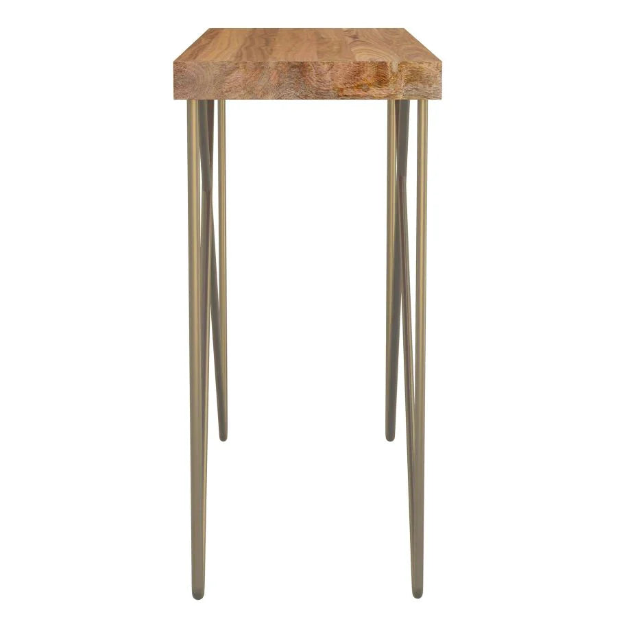 Madox Console Table in Natural & Aged Gold - Furniture Depot