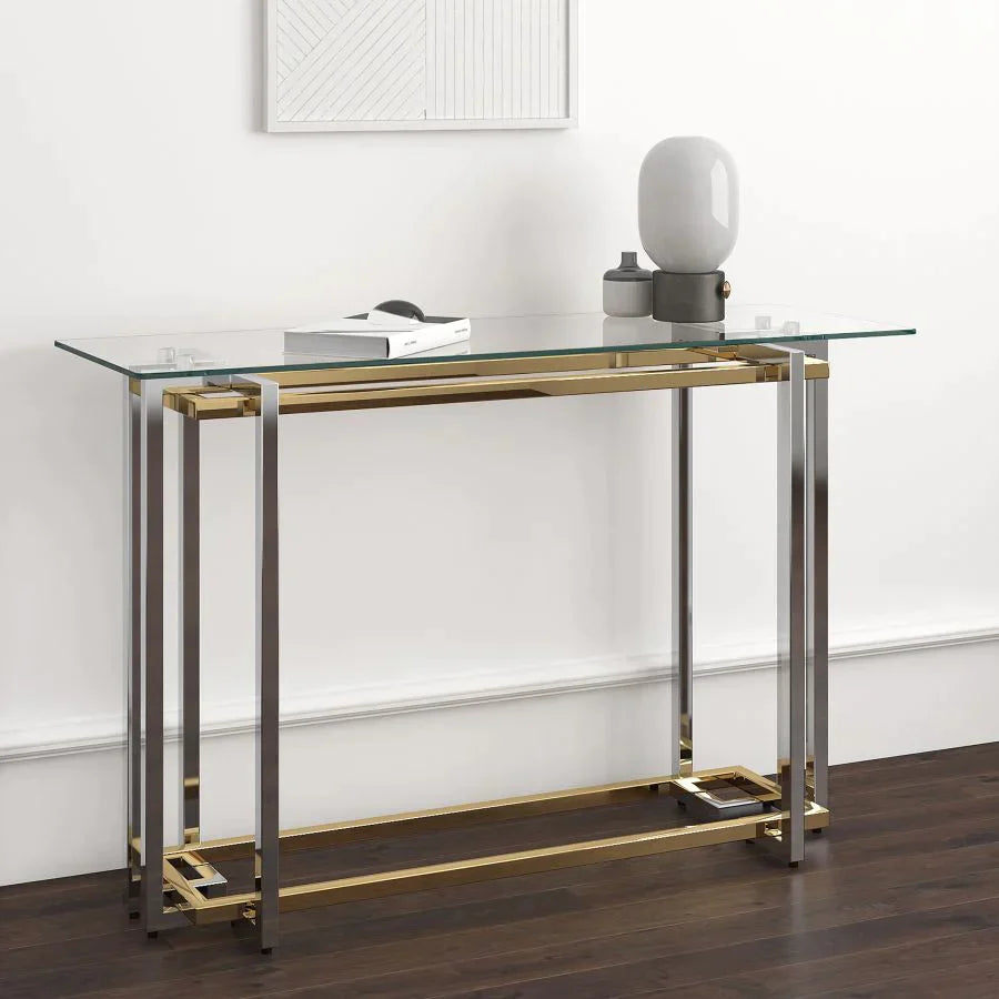 Florina Console Table in Silver and Gold - Furniture Depot