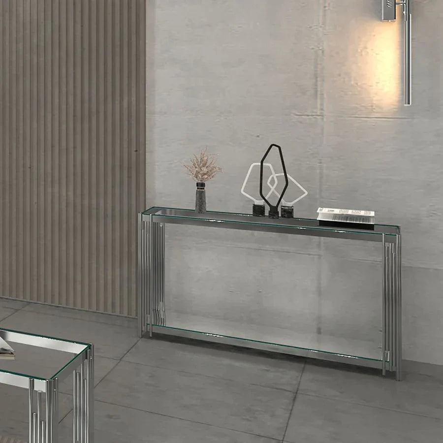 Estrel Console Table in Silver - Furniture Depot