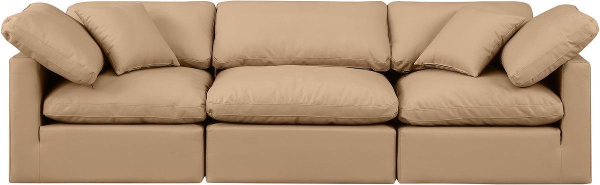 Indulge - Faux Leather 3 Piece Modular Sofa - Tan