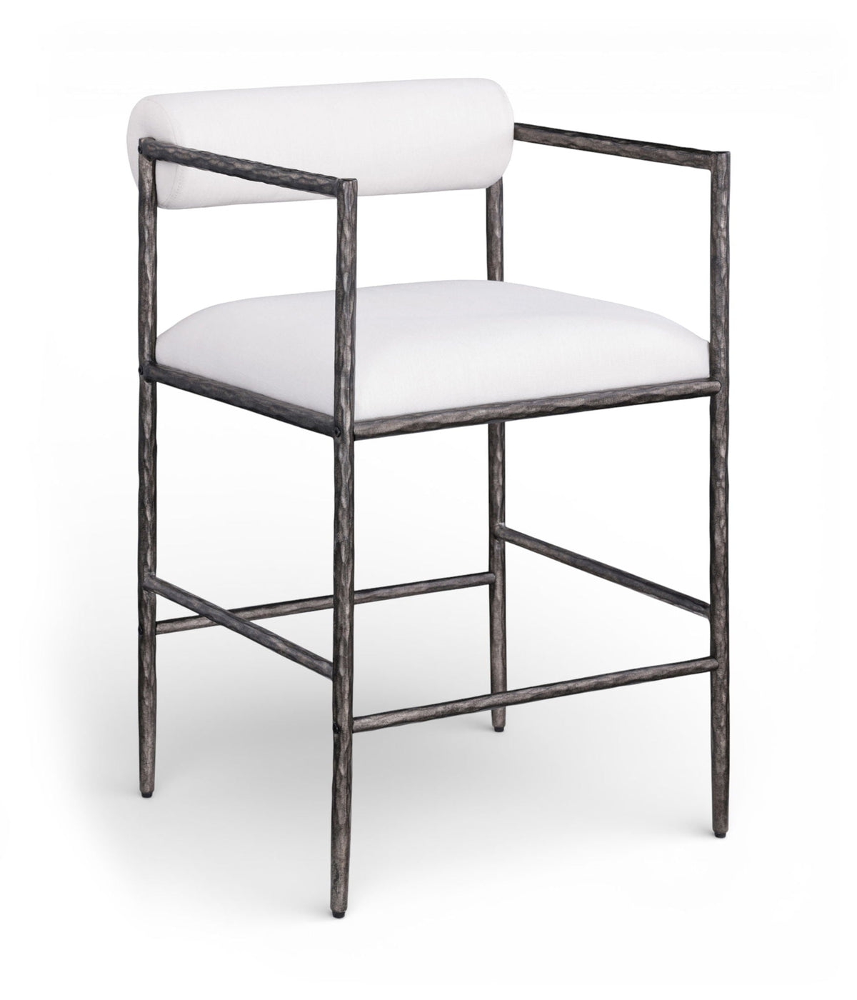 Axis - Linen Textured Cream Fabric Upholstered Counter Stool (Set of 2)