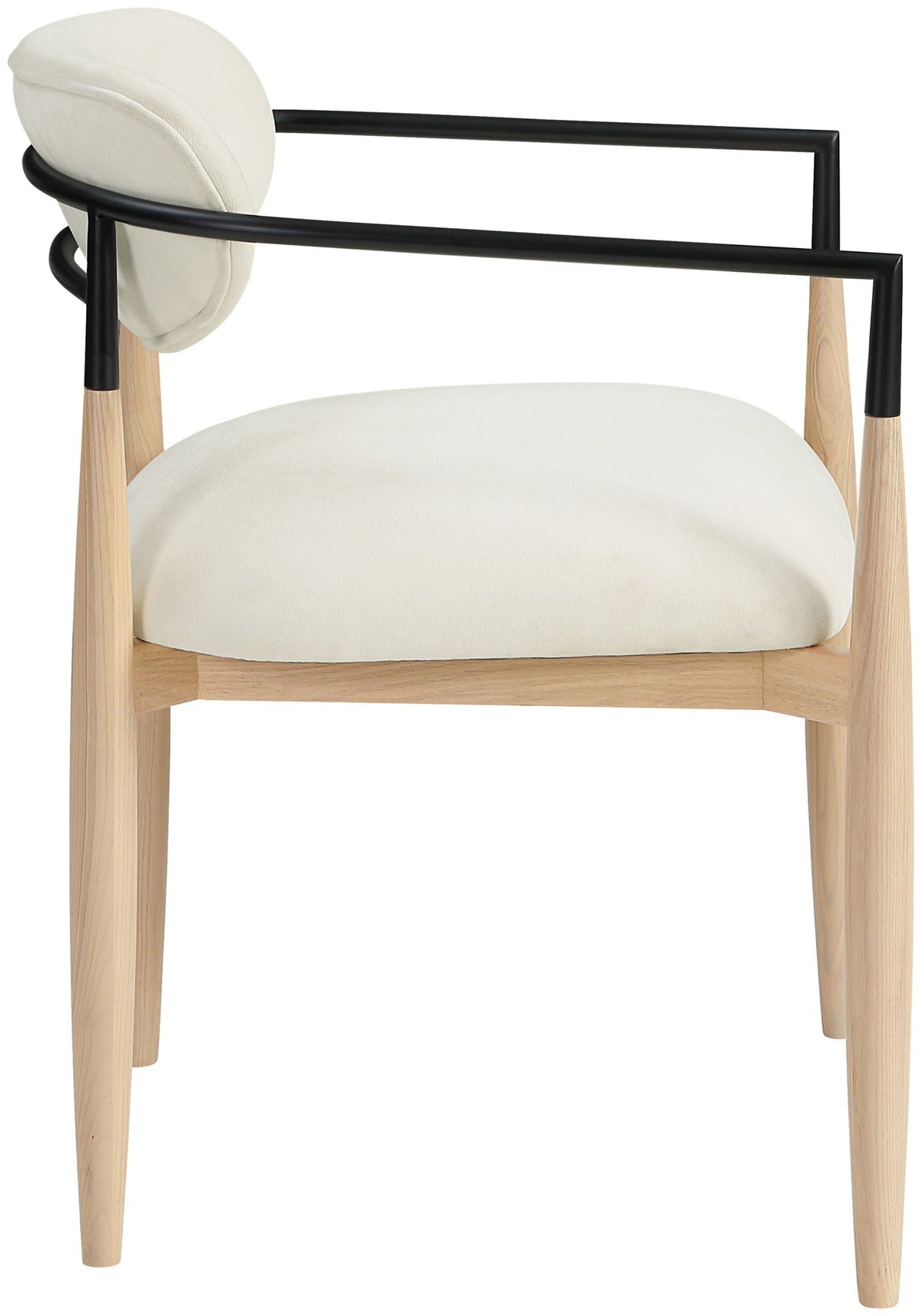 Riccio - Performance Fabric Upholstered Dining Arm Chair (Set of 2) With Light Brown Legs - Cream