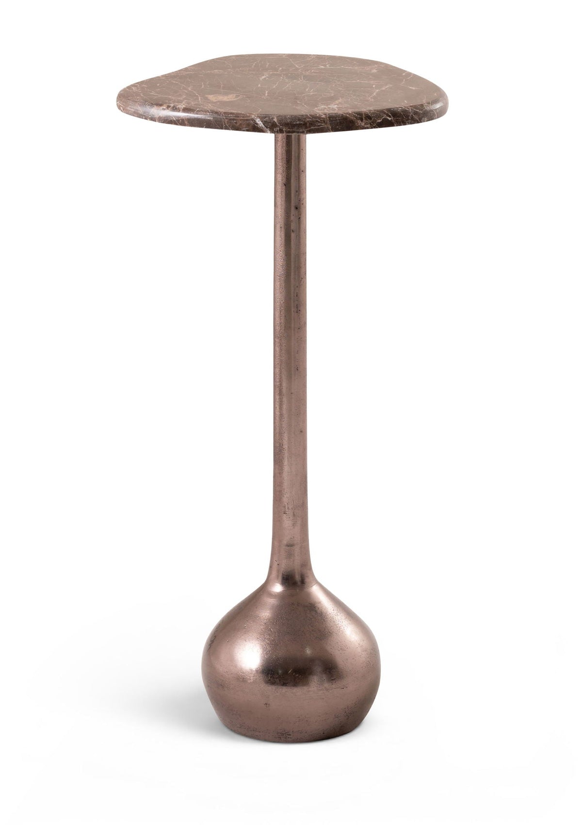 Vireo - Genuine Marble Top And Aluminum Base Drink Table - Brown / Bronze