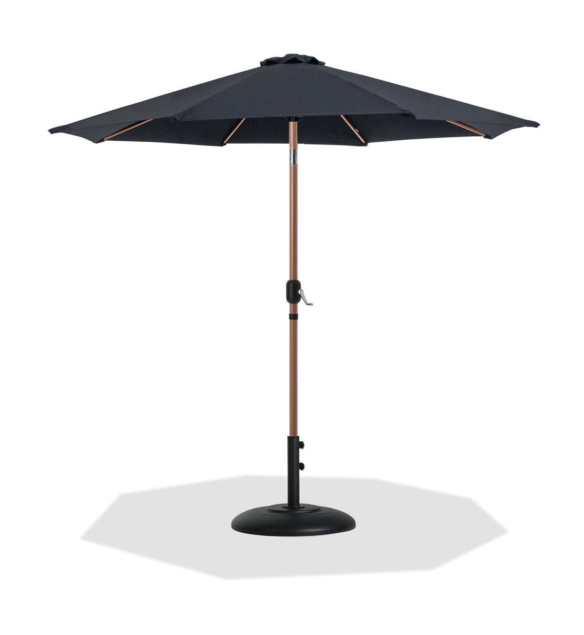 Fiji - Aluminum Patio Umbrella With Round Black And Teak Base