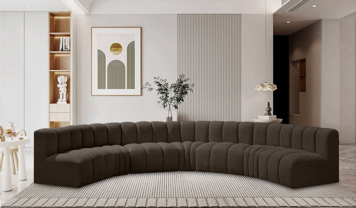 Arc - Boucle Fabric 7 Piece U-Shaped Modular Sofa