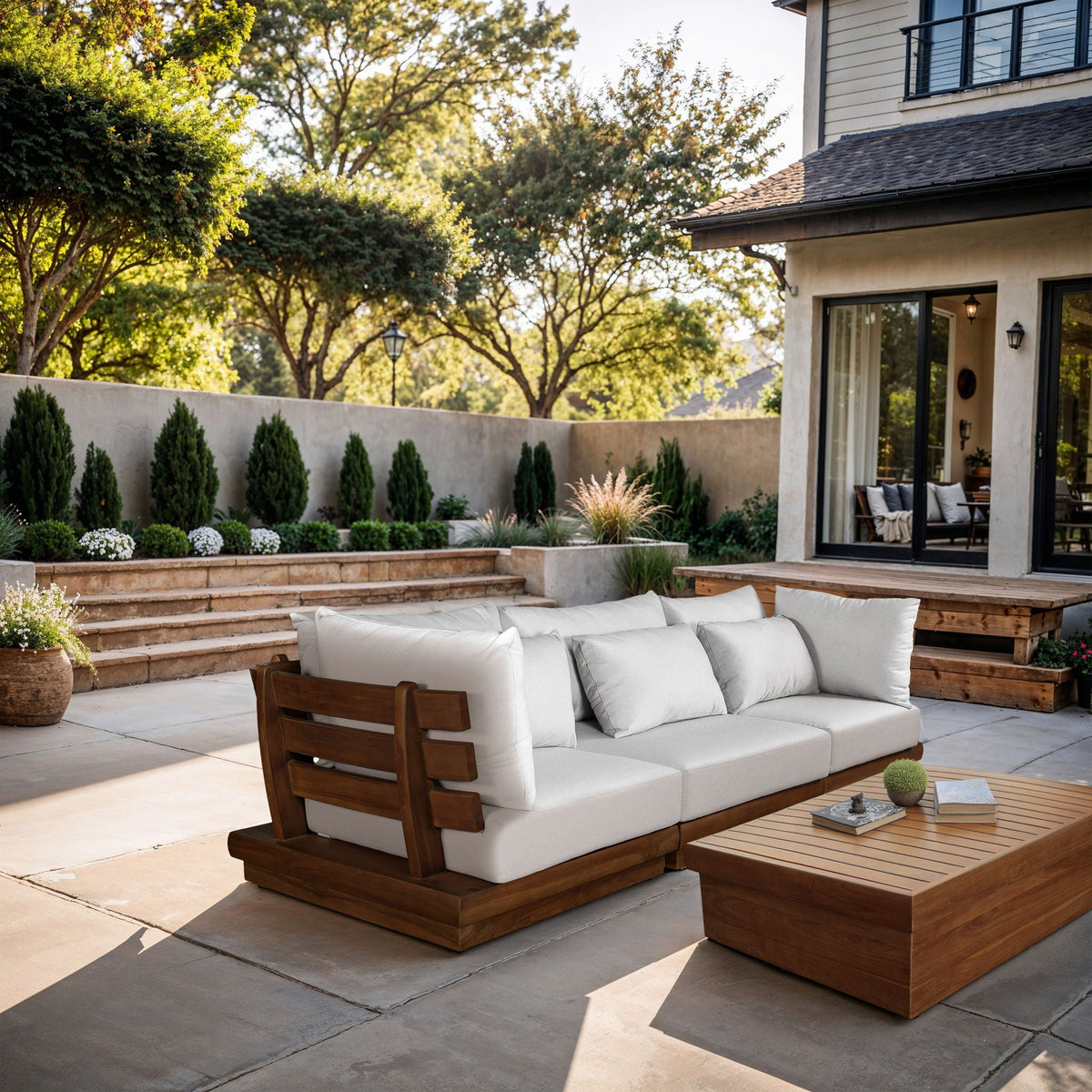 Mirella - 3 Piece Water Resistant Fabric Upholstered Outdoor Patio Modular Sofa