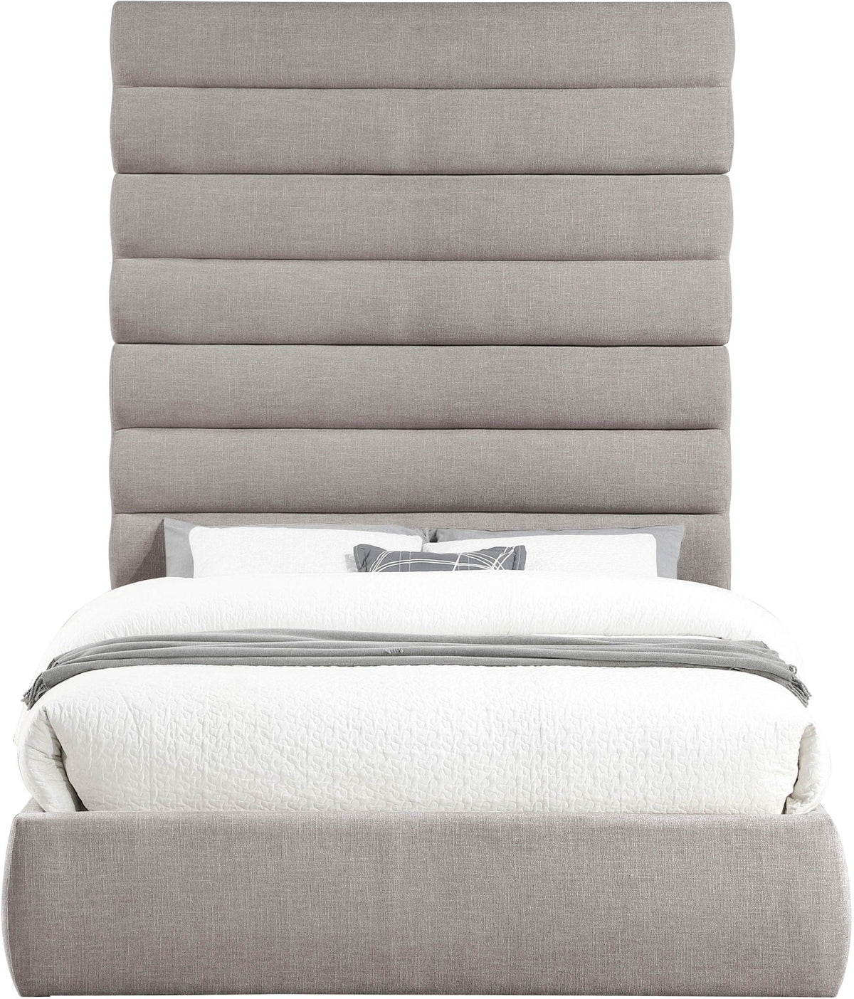 Adam - Linen Fabric Bed With 89" Headboard