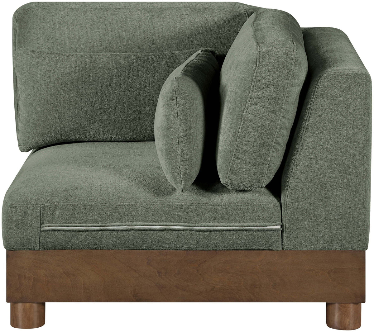Turin - Chenille Fabric Upholstered Modular Corner Chair - Walnut Base