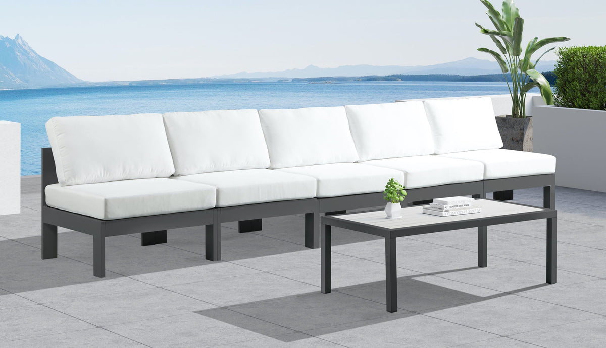 Nizuc - Outdoor Patio 5 Seat Modular Armless Sofa With Gray Frame