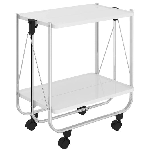 Sumi 2-Tier Bar Cart in White/Chrome - Furniture Depot