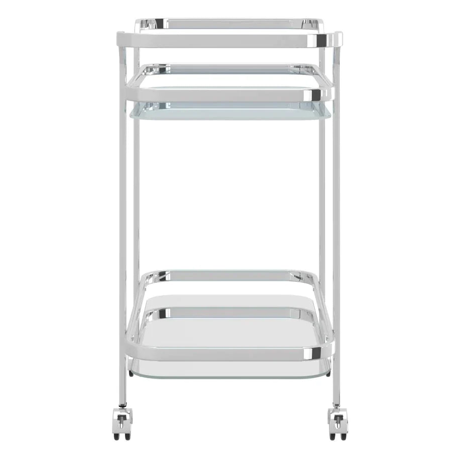 Zedd 2-Tier Bar Cart in Chrome - Furniture Depot