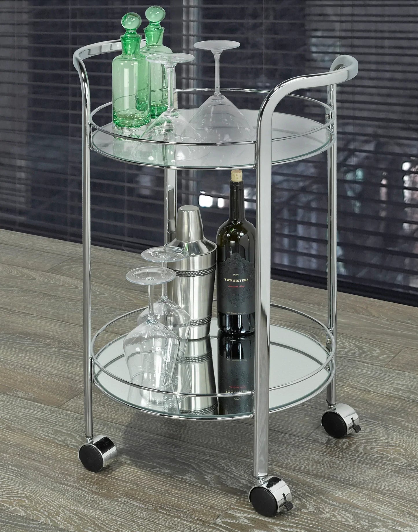 NEEMA-2-TIER BAR CART-CHROME - Furniture Depot