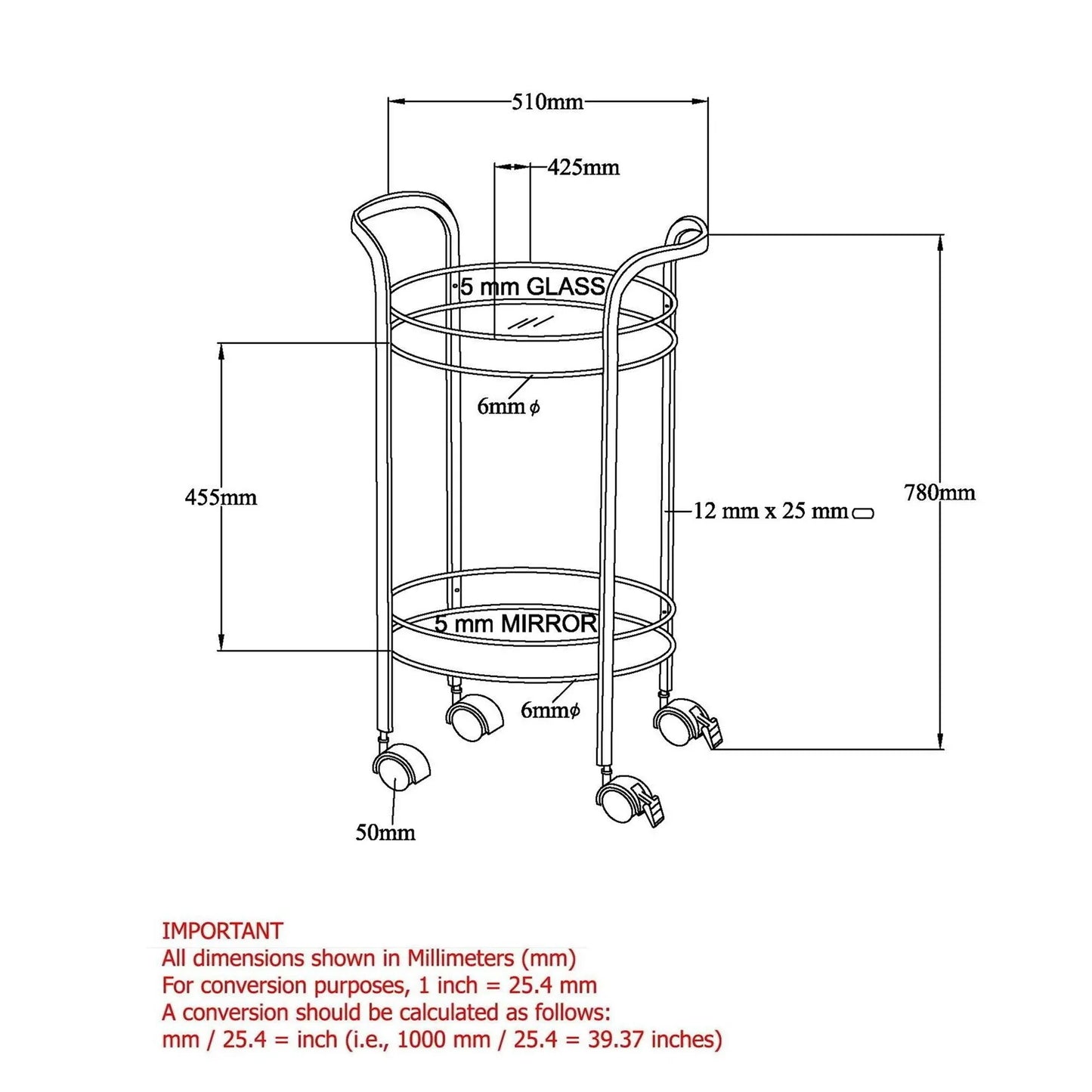 NEEMA-2-TIER BAR CART-CHROME - Furniture Depot