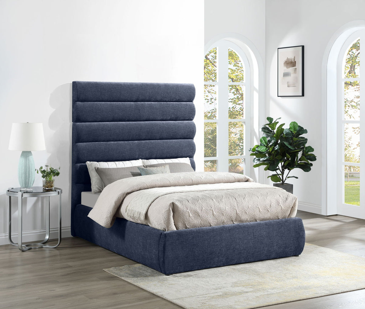 Adam - Chenille Fabric Bed With 70.5" Headboard
