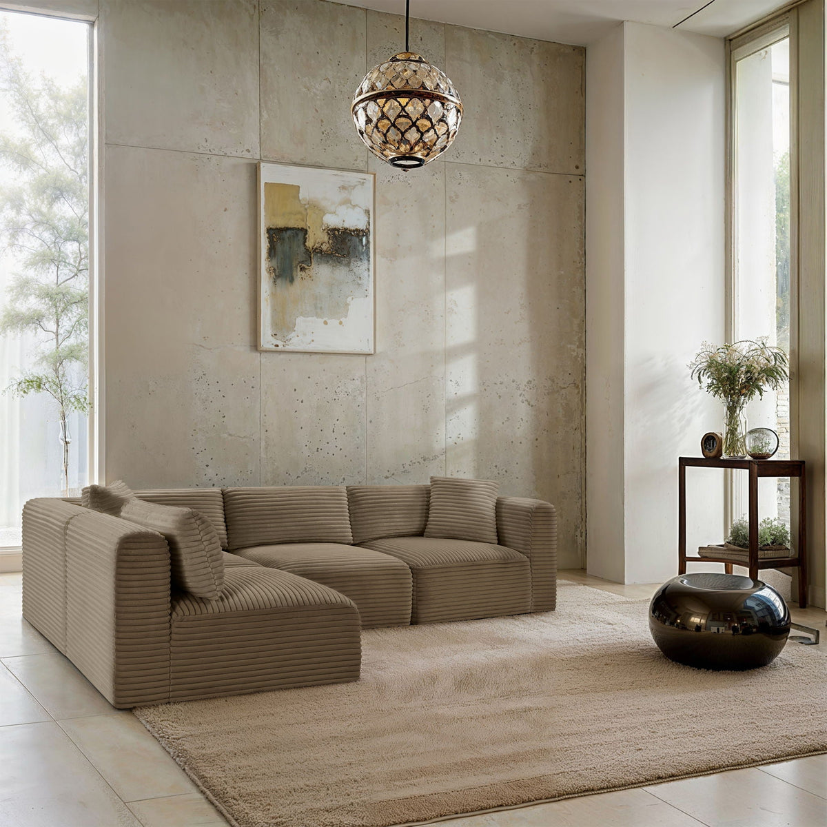 Shaggy - Fabric 4 Piece Modular Sectional