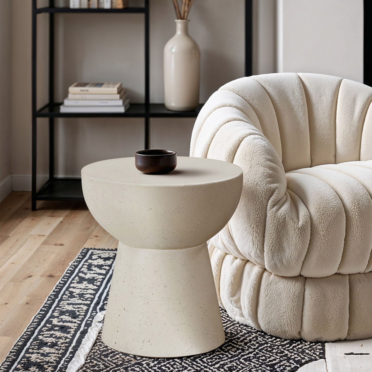 Avaya - Concrete And Fiberglass Indoor / Outdoor End Table - Cream