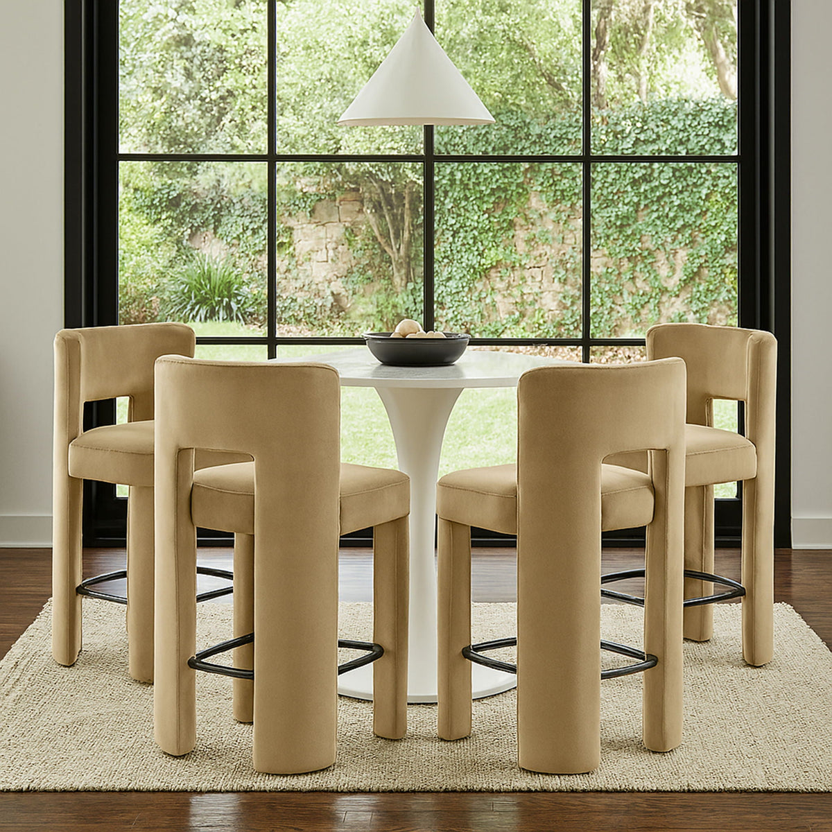 Zuno - Velvet Performance Fabric Upholstered Counter Stool (Set of 2)