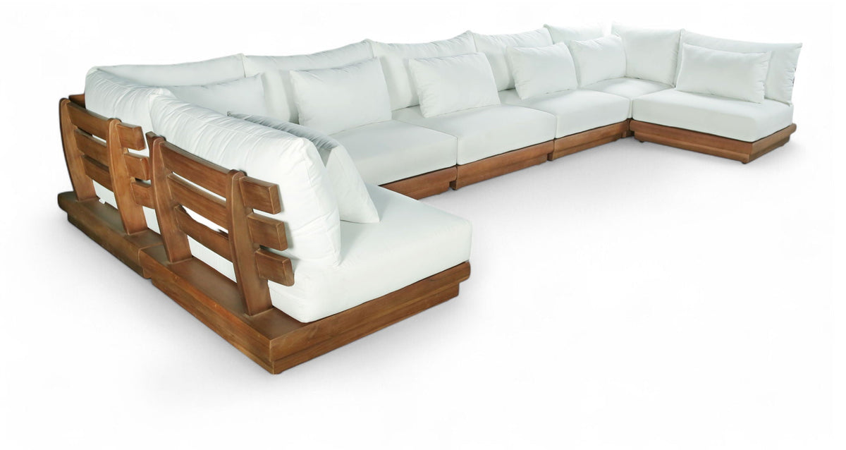 Mirella - 7 Piece Water Resistant Fabric Upholstered Outdoor Patio Modular Sectional