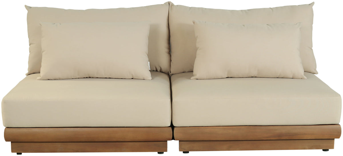 Mirella - 2 Piece Water Resistant Fabric 74" Upholstered Outdoor Patio Modular Armless Loveseat